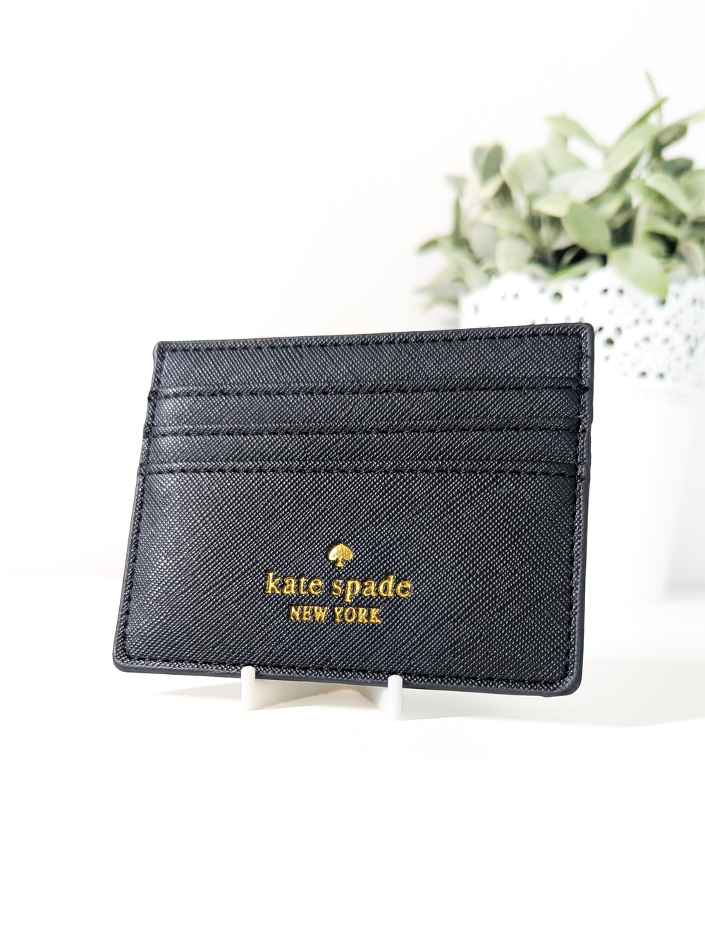 Kate Spade Greta Court Graham Wallet, Card Holder, Black Glitter